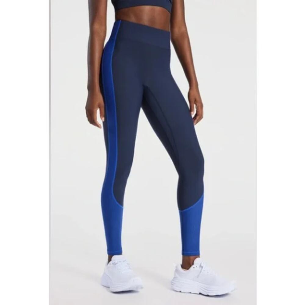 Bandier Center Stage Color Block Pro Legging Navy Blazer/blue Herringbone Medium